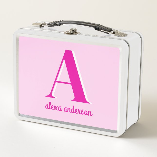 Lunch Box Monogramme Dolly Rétro Rose chaud (Devant)