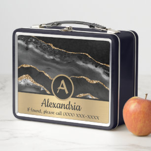 Lunch Box Monogramme Gold Custom Nom Luxe Chic