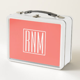 Lunch Box Monogramme initial Blanc Sur Le Corail