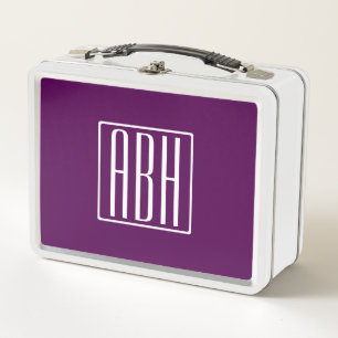 Lunch Box Monogramme initial   Blanc Sur Violet Profond