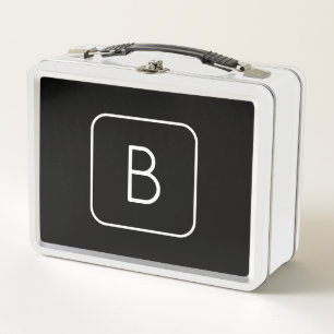 Lunch Box Monogramme Initial De Style Moderne Blanc & Noir