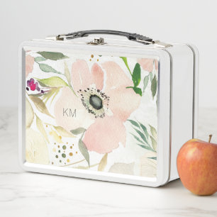 Lunch Box Monogramme   la joie de l'aquarelle du blanc  