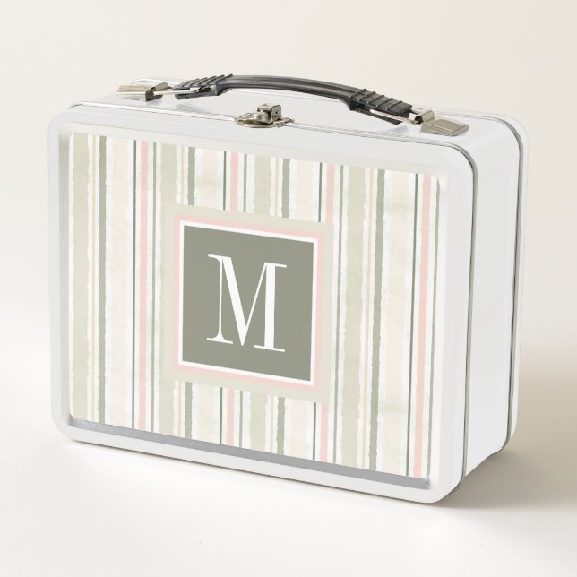Lunch Box Monogramme | la joie des rayures d'aquarelle du (Devant)