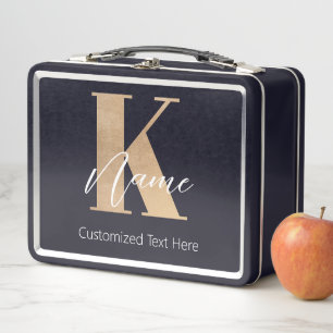 Lunch Box Monogramme moderne Initiale K & Nom Personnalisé