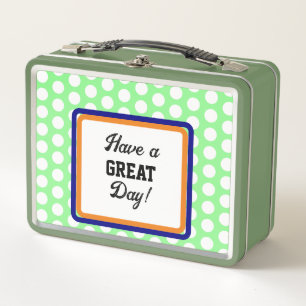 Lunch Box Monogramme Orange Green Great Day Pois