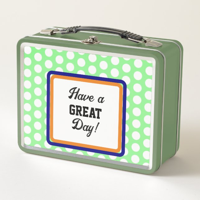 Lunch Box Monogramme Orange Green Great Day Pois (Devant)