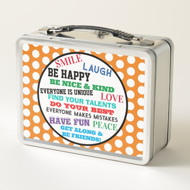 Lunch Box Monogramme Orange Points Motifs Motivationnels (Dos)