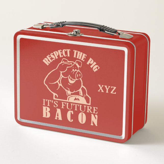 Lunch Box Monogramme personnalisé COCHON À BACON (Devant)