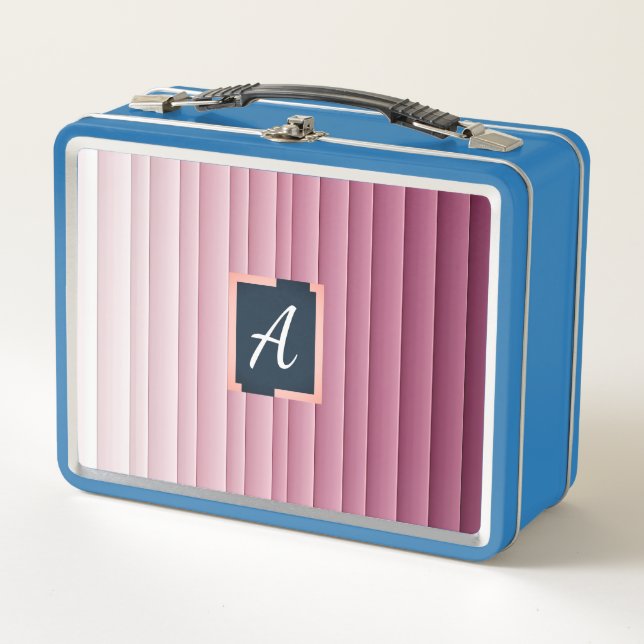 Lunch Box Monogramme personnalisé dégradé rose vertical  (Devant)