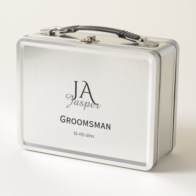 Lunch Box Monogramme personnalisé témoin nom date (Devant)