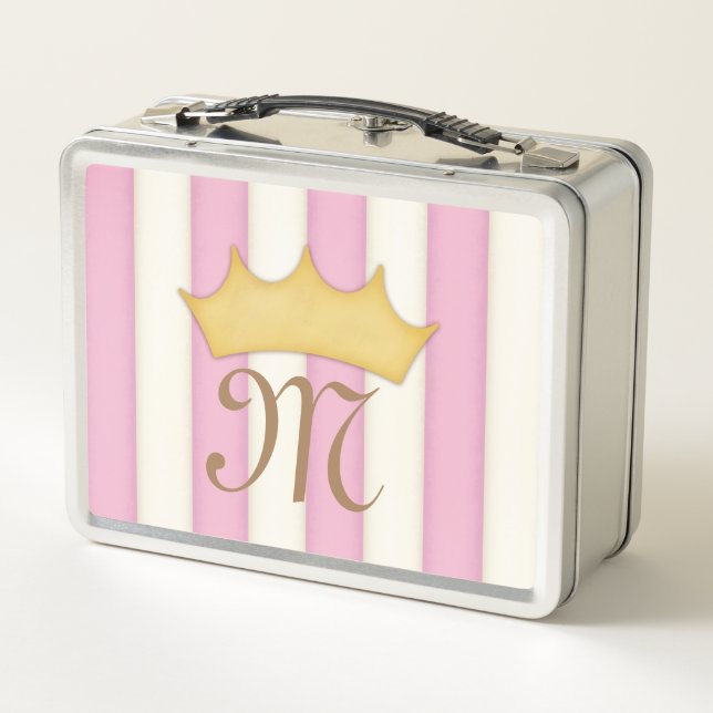 Lunch Box Monogramme Princesse Couronné de Rayures Victorien (Dos)