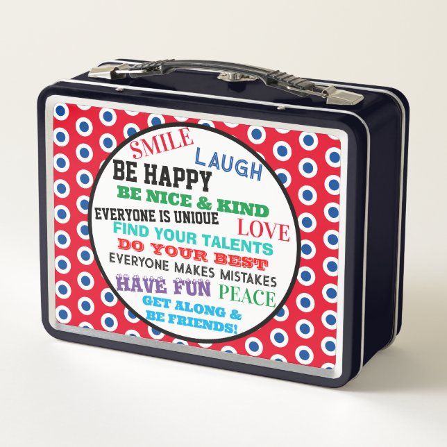 Lunch Box Monogramme Rouge Blanc Bleu Points Motivation (Dos)