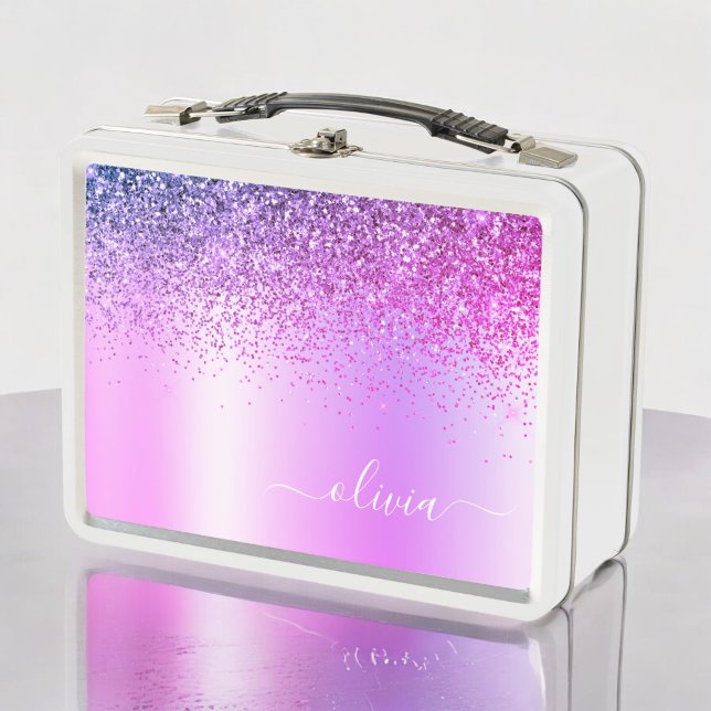Lunch Box Monogramme violet Parties scintillant Étincelante  (Créateur téléchargé)