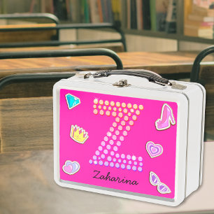 Lunch Box Monogramme Z Lettre Rose Chaud Fille Retour À l'Éc