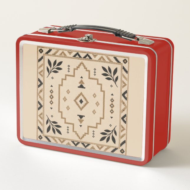 Lunch Box Moroccan Geometric Medallion Sand Elegant Tote Bag (Devant)