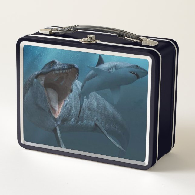 Lunch Box Mosasaurus pourchasse le requin (Devant)