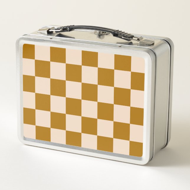 Lunch Box Motif à carreaux marron et beige (Dos)