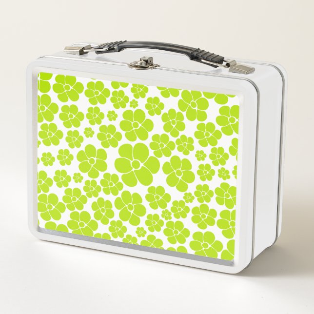 Lunch Box Motif à fleurs en vert et blanc citron (Devant)