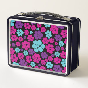 Lunch Box Motif à fleurs - rose, violet, bleu et noir