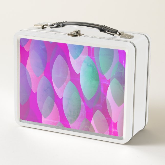Lunch Box Motif Abstrait moderne | Magenta Purple Rose Turqu (Devant)