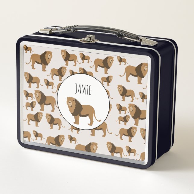 Lunch Box Motif animal de lions de jungle personnalisé (Devant)