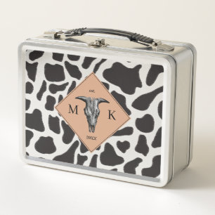 Lunch Box Motif animal noir et blanc Vache tache Monogramme
