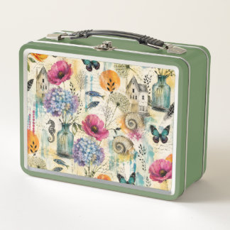 Lunch Box Motif aquarelle botanique côtier coloré