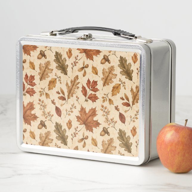 Lunch Box Motif aquarelle de feuilles d'automne  (En situation)