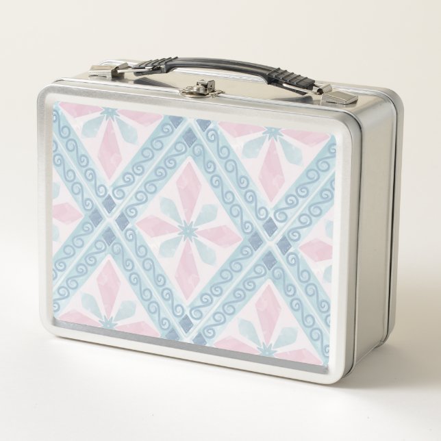 Lunch Box motif bleu en forme de diamant (Devant)