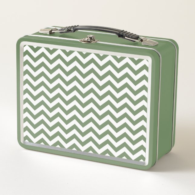Lunch Box Motif Chevron blanc et vert (Devant)