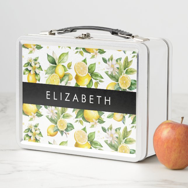 Lunch Box Motif citron, Fleurs de citron, Feuilles, Votre No (En situation)