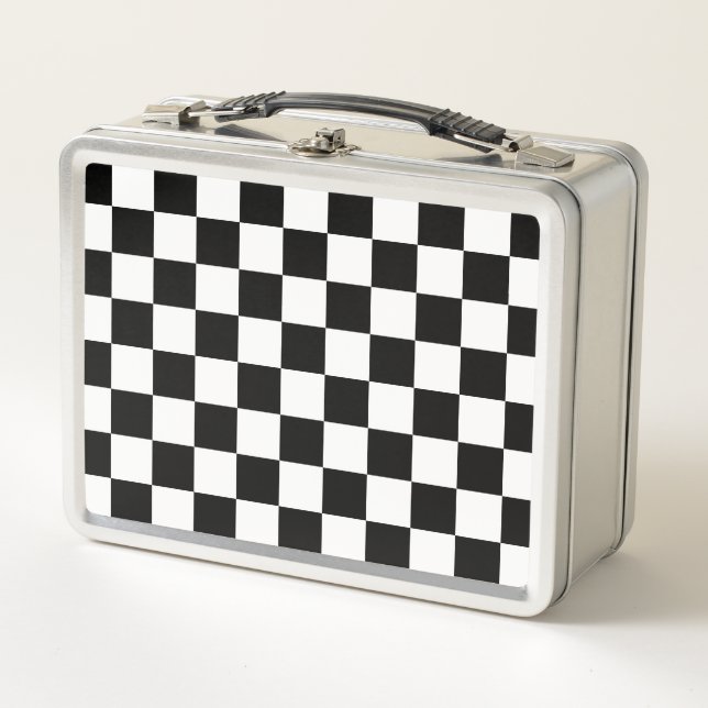 Lunch Box Motif classique Checkered noir et blanc (Devant)