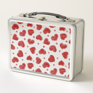 Lunch Box Motif coeurs rouges et blancs
