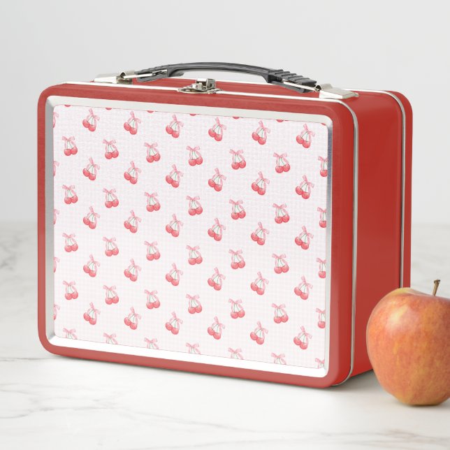 Lunch Box Motif Coquette Cherries Bow (En situation)