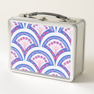 Lunch Box motif damassé floral bleu