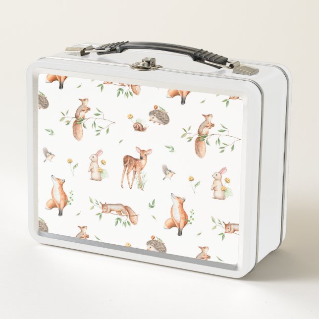 Lunch Box Motif d'amis animaux de bois mignon (Devant)