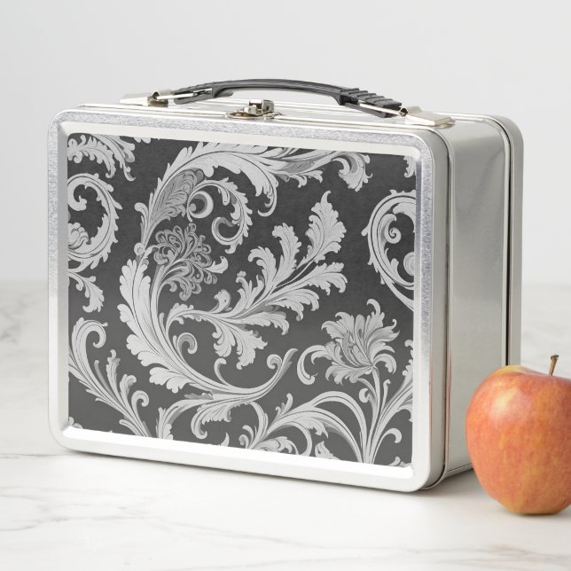 Lunch Box Motif d'antiquités Monochrome Fleur (En situation)