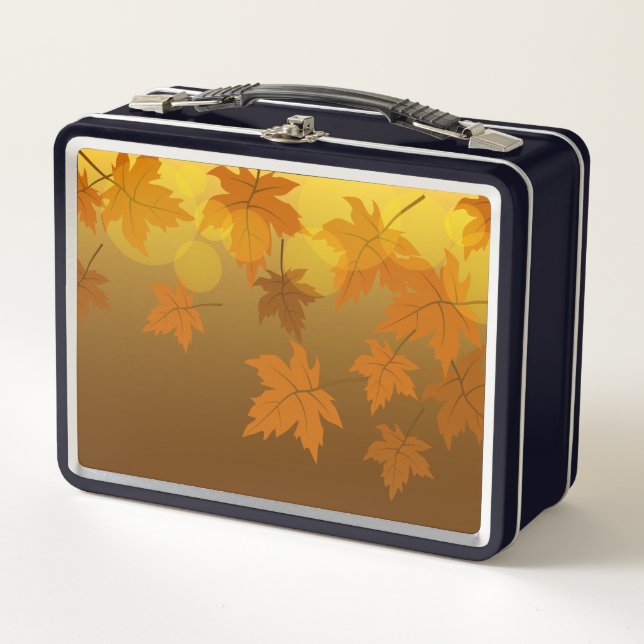 Lunch Box Motif d'automne avec feuilles d'érable en chute et (Devant)
