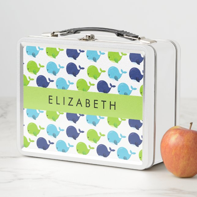 Lunch Box Motif De Baleines, Beaux Baleines, Votre Nom (En situation)