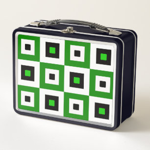 Lunch Box Motif de carrés à carreaux verts noirs et blancs