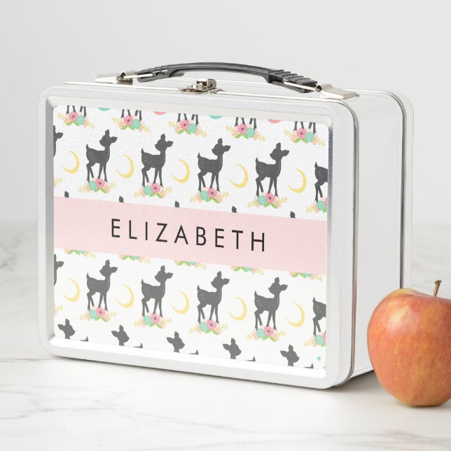 Lunch Box Motif de cerfs, Cerf de bébé, Boho, Fleurs, Votre  (En situation)