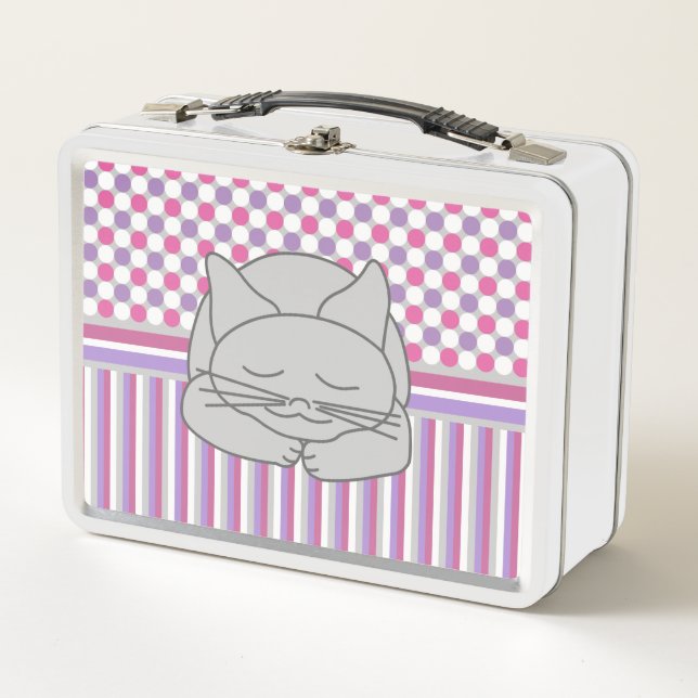 Lunch Box Motif de chat gris dormant (Devant)