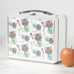 Lunch Box Motif De Chats, Chats Mignons, Chatons, Poisson