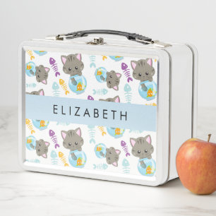 Lunch Box Motif De Chats, Chats Mignons, Chatons, Votre Nom