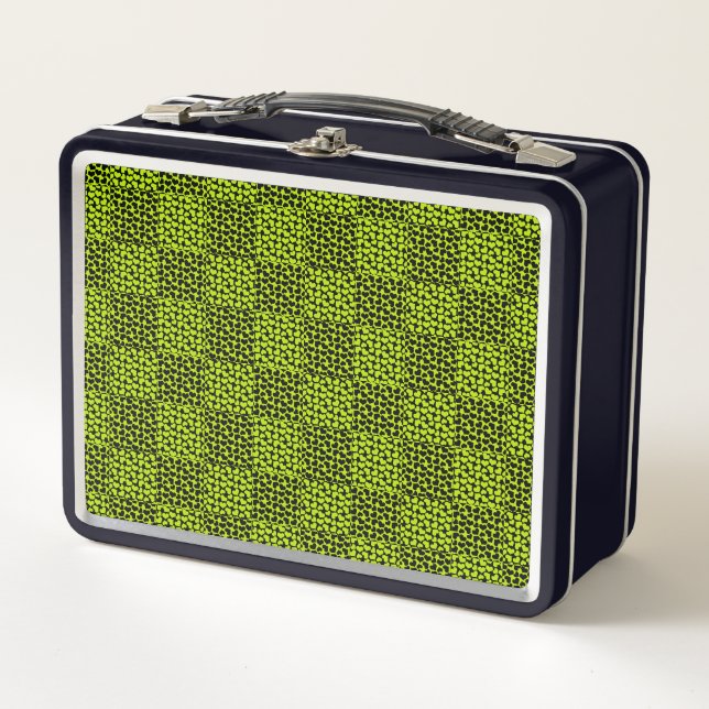 Lunch Box Motif de coeurs de tableau de bord en Lime Green (Devant)