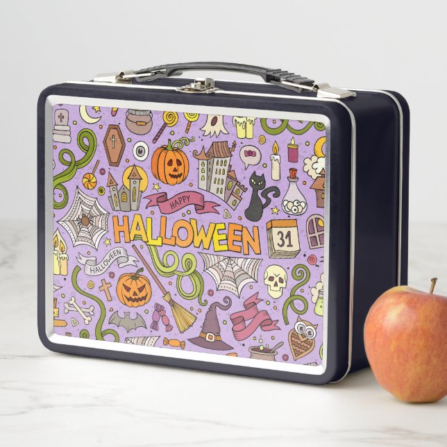 Lunch Box Motif de doodle Halloween mignon (En situation)