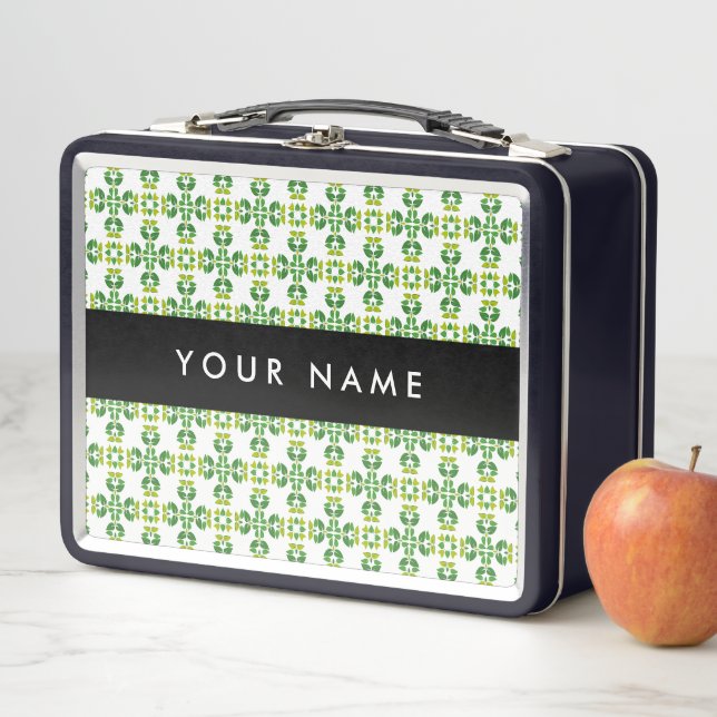 Lunch Box Motif de feuille, feuilles vertes, votre nom (En situation)
