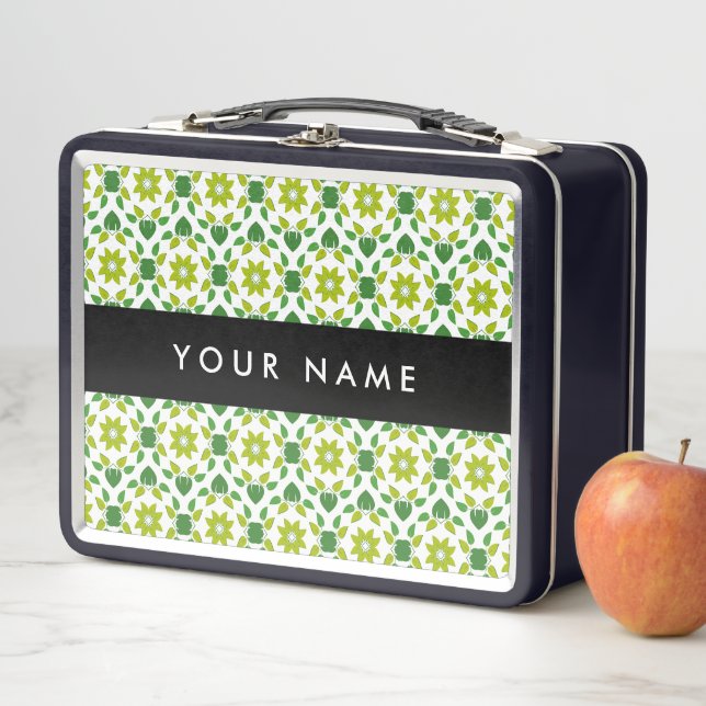 Lunch Box Motif de feuille, Feuilles vertes, Votre nom (En situation)