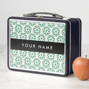 Lunch Box Motif de feuille, feuilles vertes, votre nom