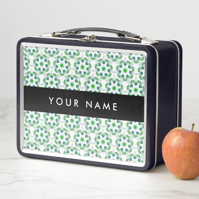 Lunch Box Motif de feuille, feuilles vertes, votre nom (En situation)